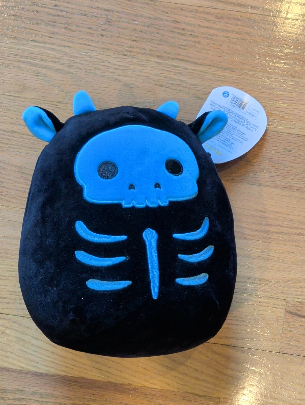 NWTS Tegan Cow Squishmallow with Blue Skull & Skeleton Design Halloween